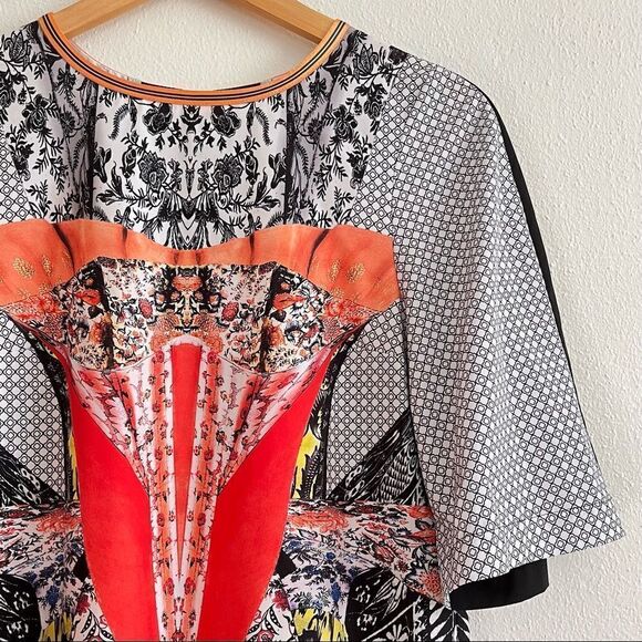 Clover Canyon Multicolor Abstract Geometric Floral Tile  Print Round Neck Dress - Picture 3 of 11